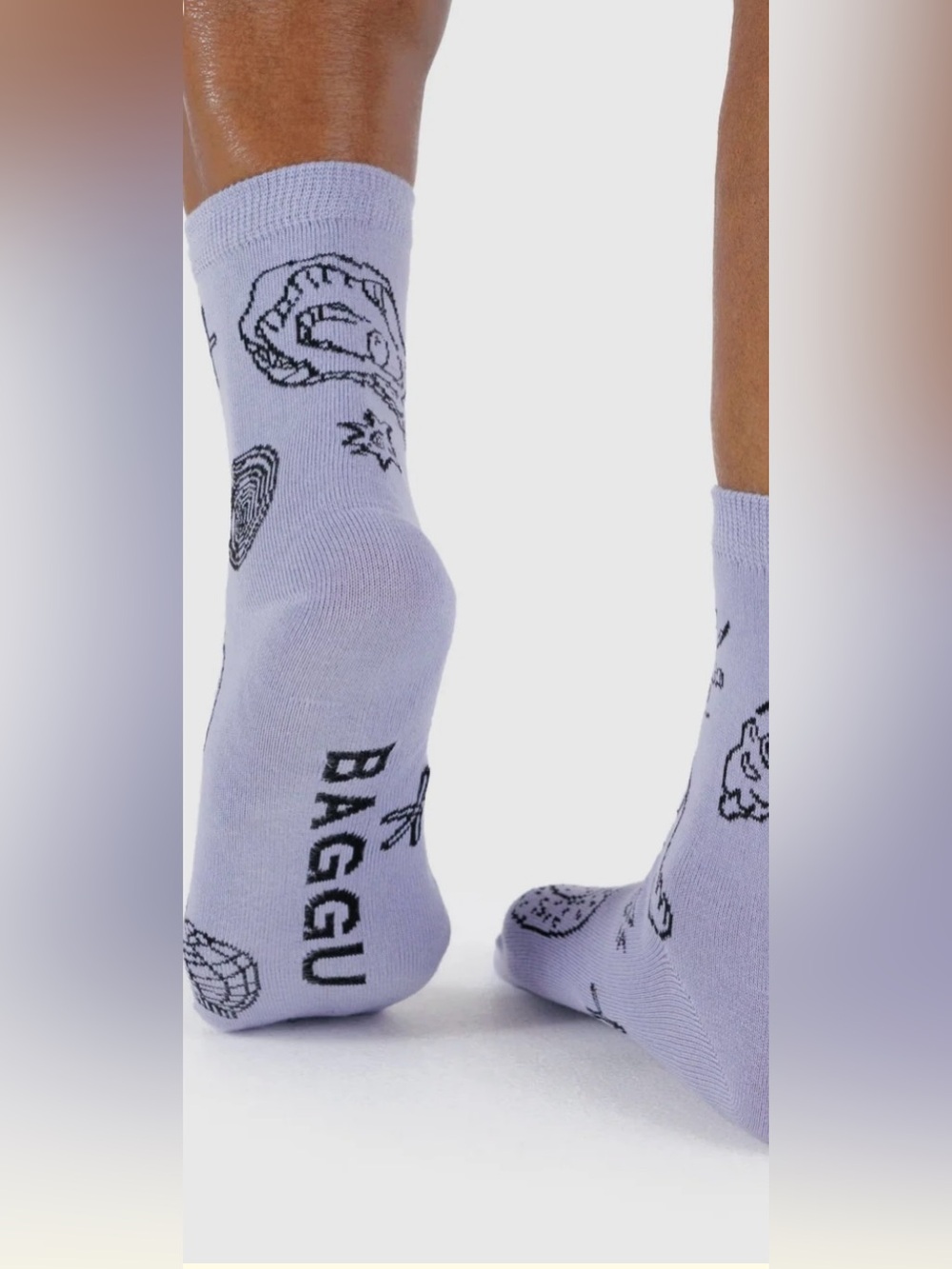 Baggu Crew Socks Shell Light Blue Nautical NEW